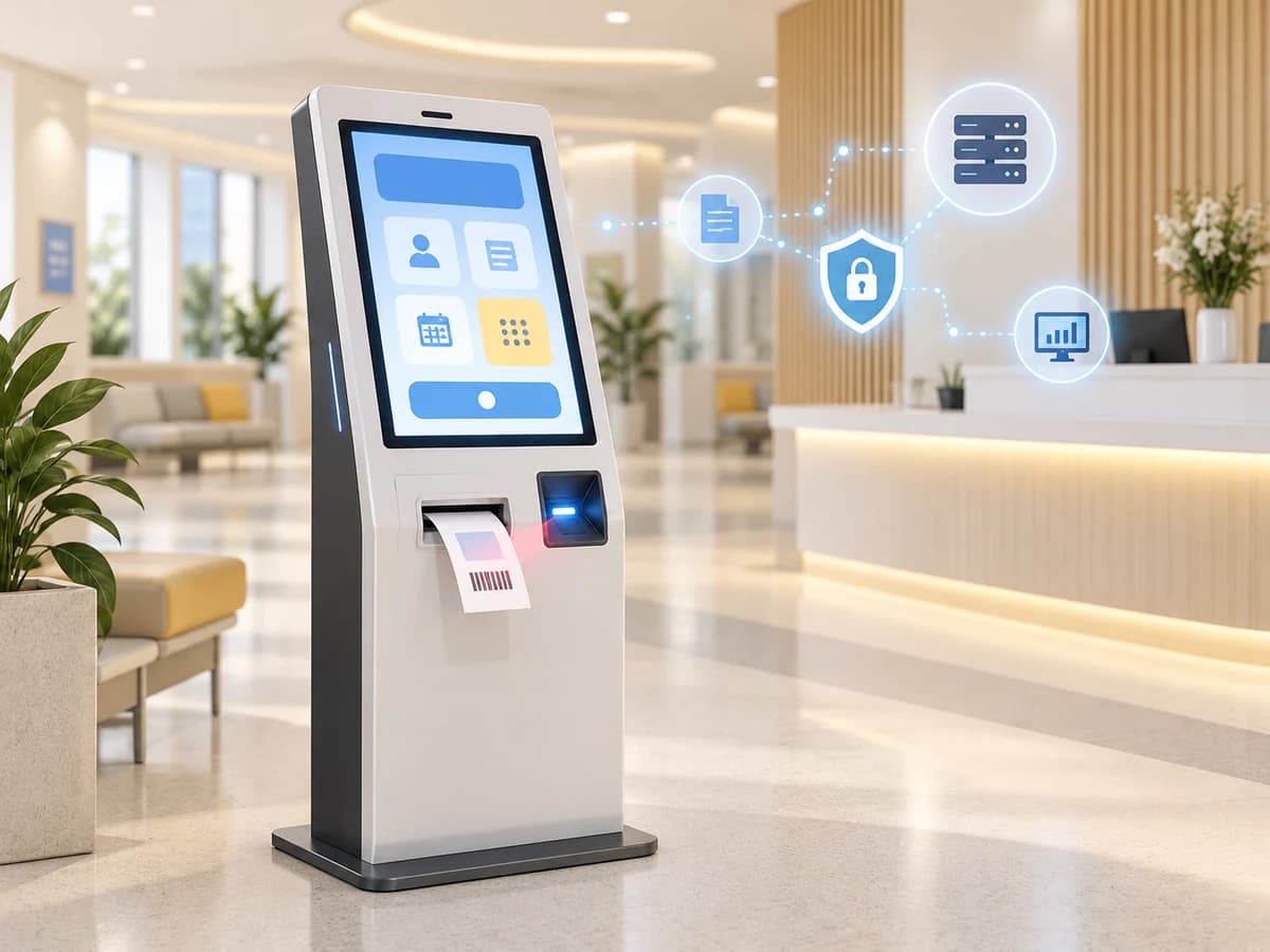 Kiosk สำหรับลงทะเบียนผู้ป่วยและรับบัตรคิว: ออกแบบ Workflow ให้ยืนยันตัวตน เชื่อมระบบ และรับมือกรณียกเว้นได้จริง